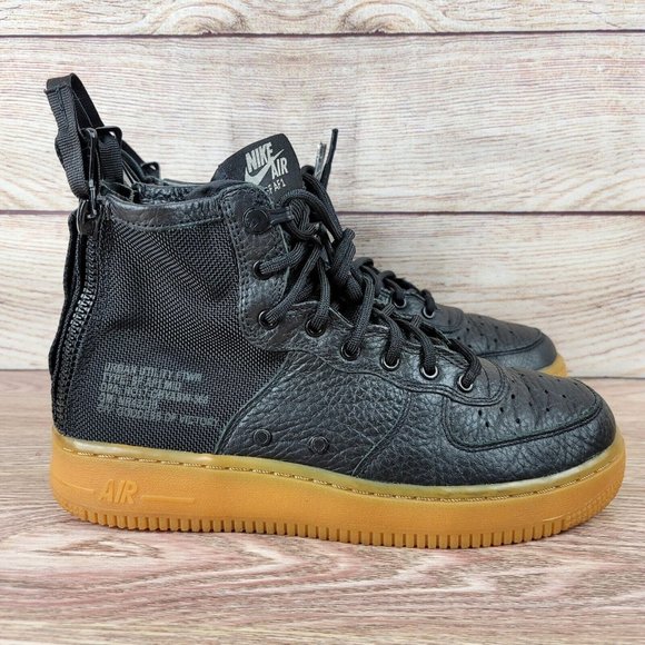 Nike Shoes - Nike SF AF1 Mid GS 5.5Y Women's Size 7 Black Gum Zip Lace Up Shoes Sneakers